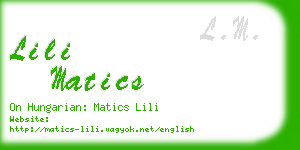 lili matics business card
